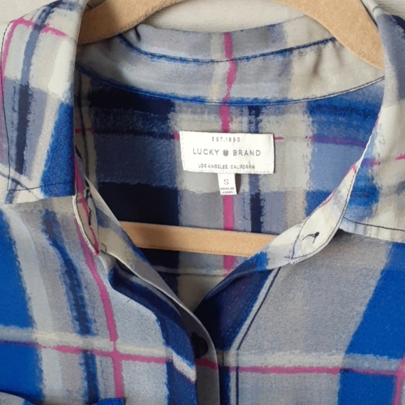 Lucky Brand Sheer Plaid Blouse - Picture 5 of 5